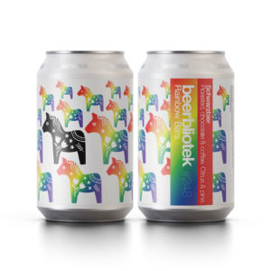 Two cans of Rainbow Bärs, a Schwarzbier brewed by Swedish Craft Brewery Beerbliotek, fin Gothenburg.