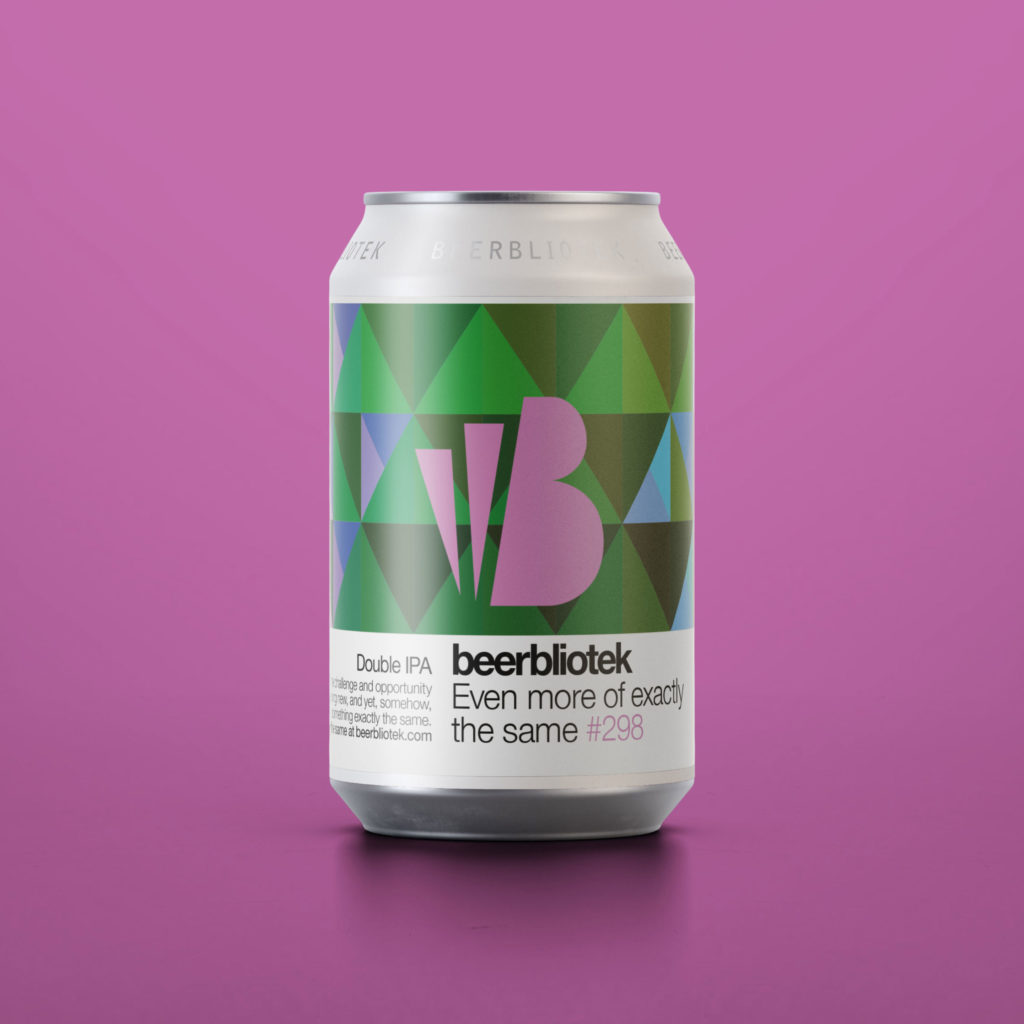 A can marketing ppackshot of a Double IPA, Even more of exactly the same, brewed in Sweden by Craft Brewery Beerbliotek.