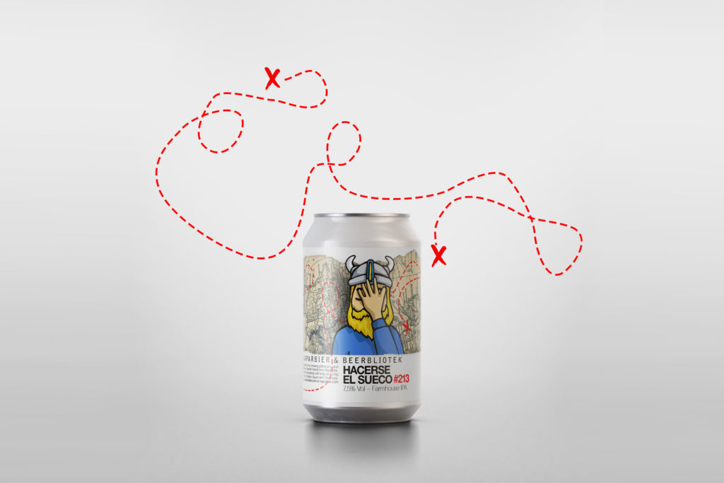 A can packshot of Hacerse El Sueco, a Farmhouse IPA collaboration between Spanish Naparbier and Swedish Craft Brewery Beerbliotek.