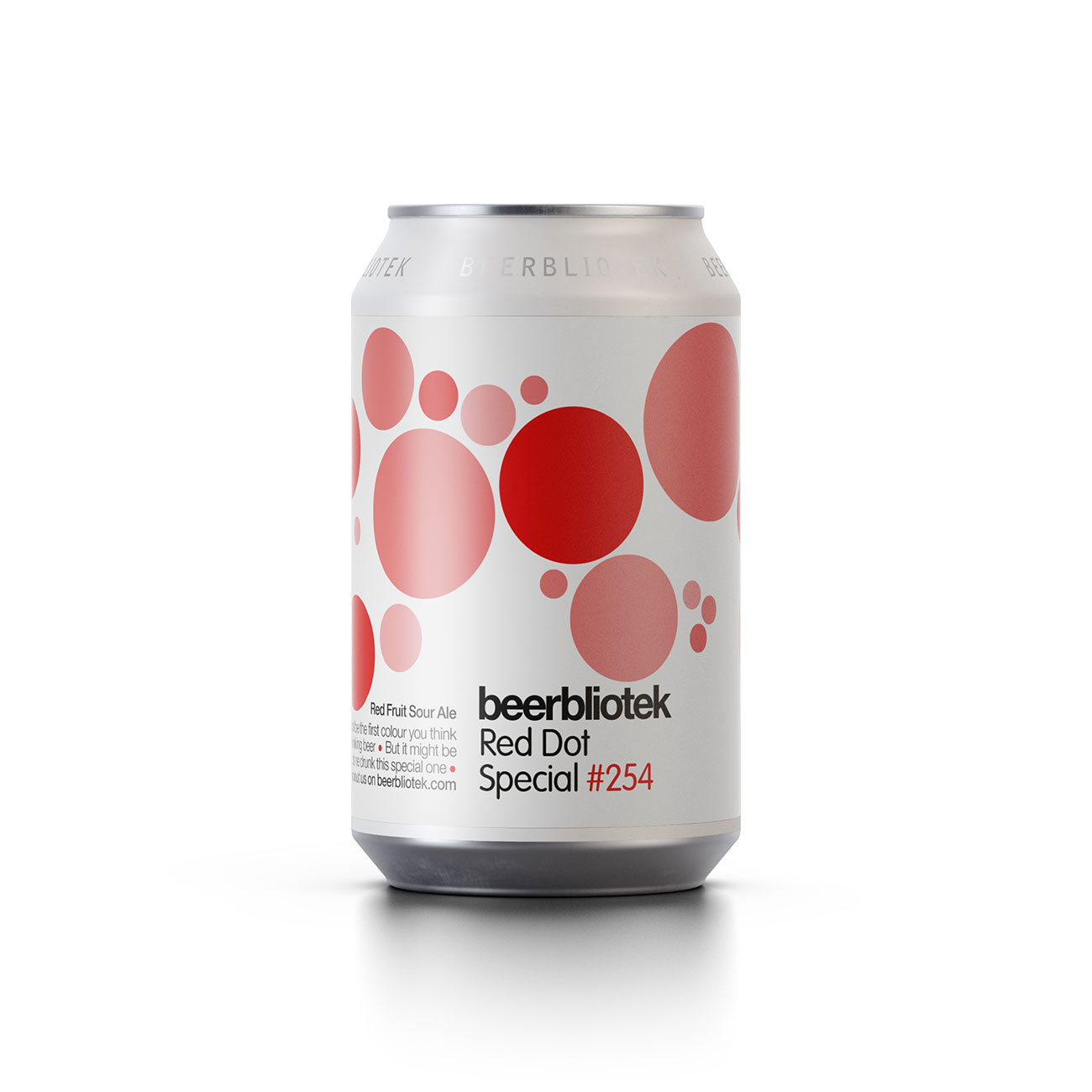 A can packshot of Red Dot Special a Red Fruit Sour Ale, brewed by Swedish Craft Brewery Beerbliotek.