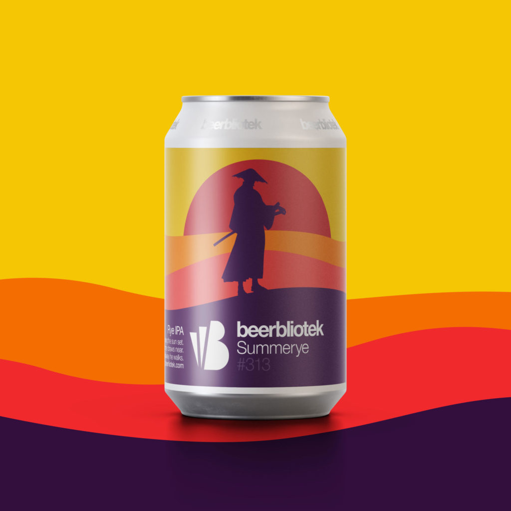 A marketing can packshot of Summerye, a Rye IPA, brewed in Gothenburg, by Swedish Craft Brewery Beerbliotek.