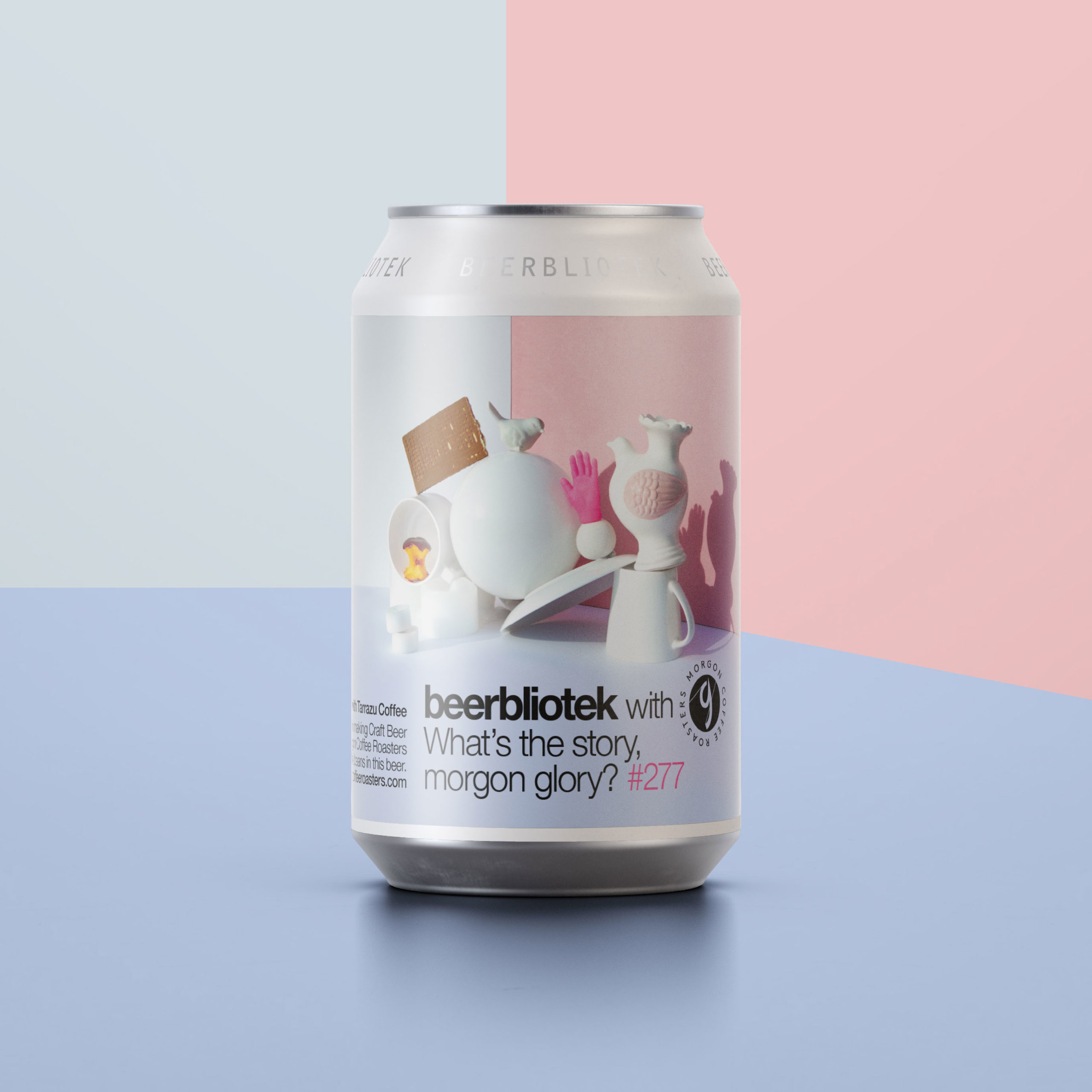 A can packshot of What’s the story, Morgon Glory? an Out stout with Tarrazu coffee brewed in Gothenburg, by Swedish Craft Brewery Beerbliotek and Morgon Coffee Roasters.