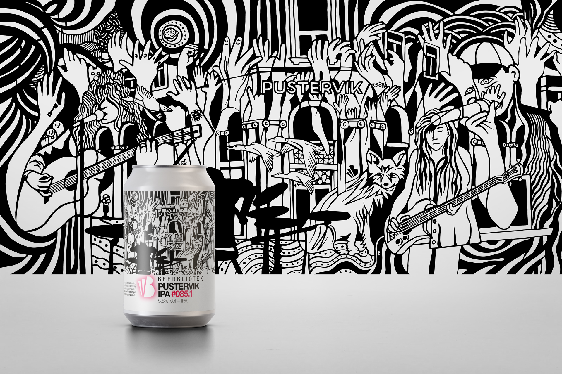 A can of Pustervik IPA along with the artwork that will hang on the wall at Pustervik.