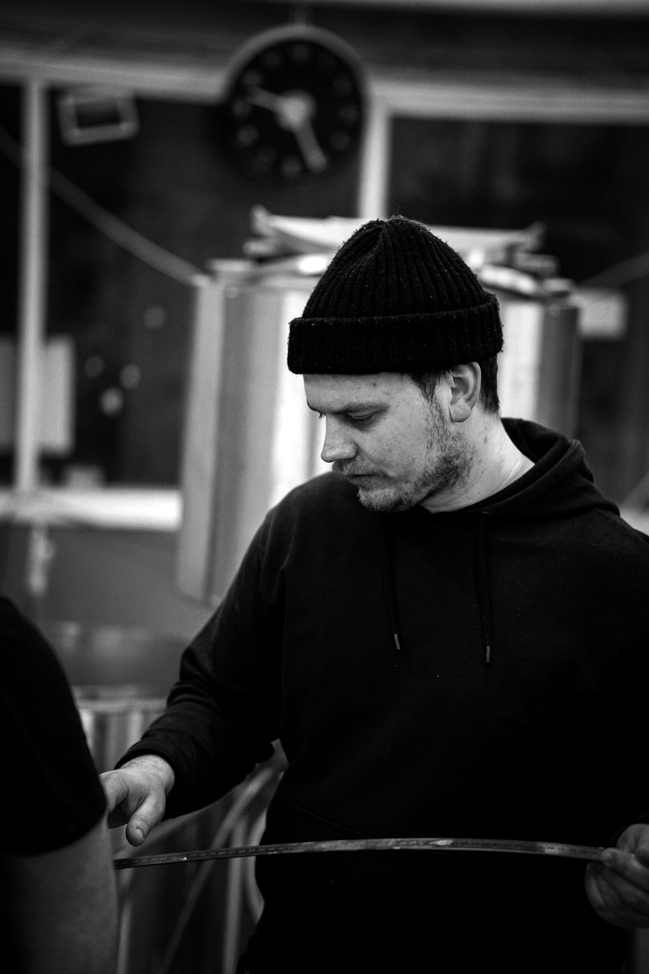 Christoffer brewing his Red Ale. A one-time, limited experimental brew by Beerbliotek, a Swedish Craft Brewery Gothenburg, Sweden.