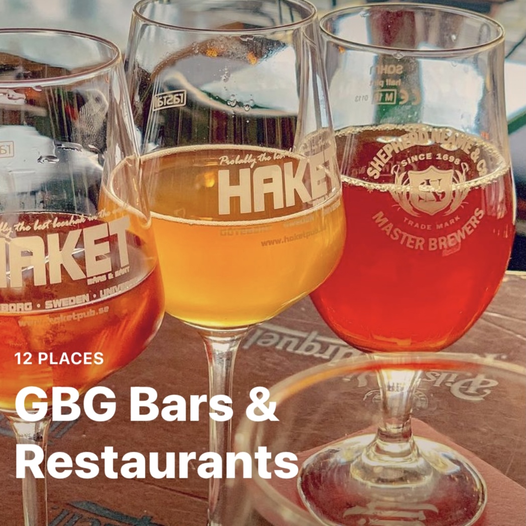 Beer in glasses at Haket, one of Beerbliotek's favourite bar and restaurant in Gothenburg.