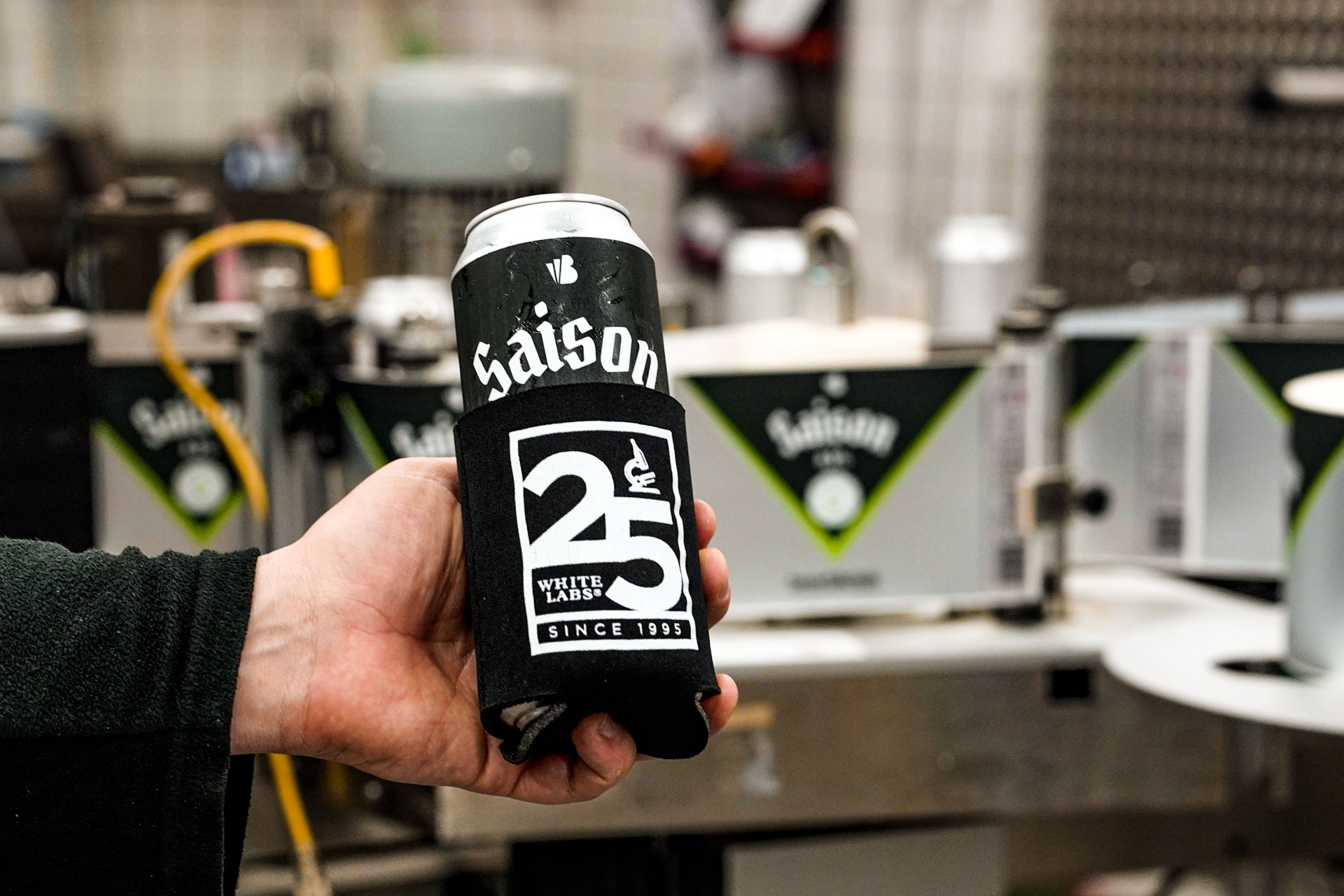 A photo of a 500ml can of Saison, brewed in Gothenburg, by Swedish Craft Brewery Beerbliotek. A collaboration with White Labs, from Copenhagen, Denmark.